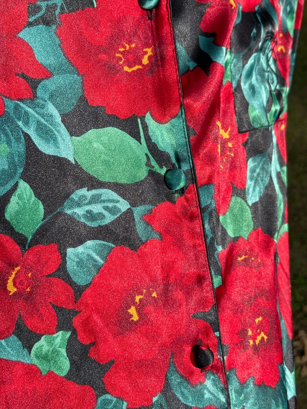 90s Victoria’s Secret Gold Tag Satin Floral Button-Up Pajama Shirt Glam Retro - Picture 13 of 15